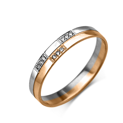 Кольцо из красного и белого золота  с бриллиантами