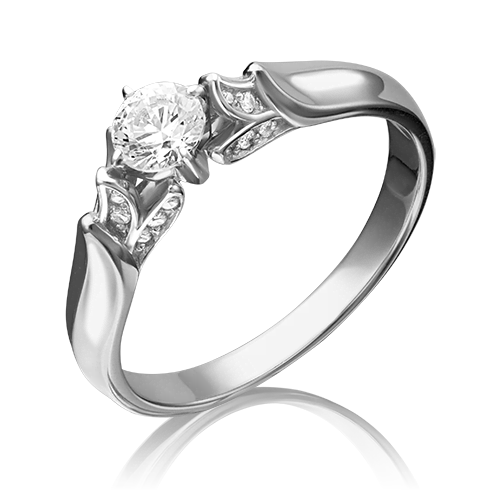 Кольцо из белого золота  с б/ц swarovski gems