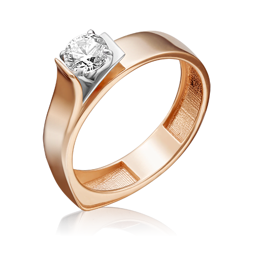 Кольцо из красного+белого золота  с бриллианты