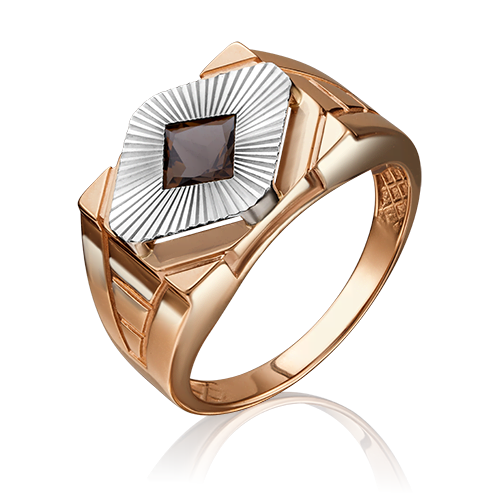 Кольцо из комбинированного золота  с раухтопазом
