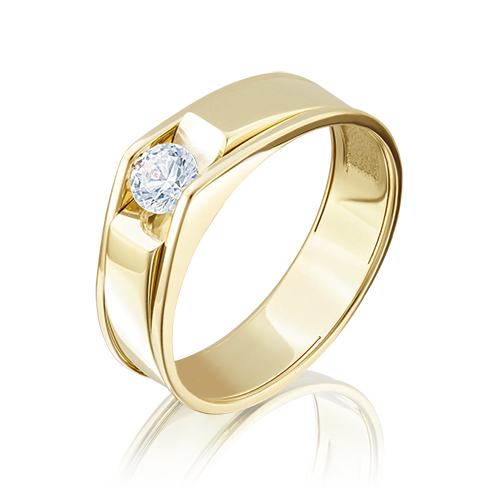 Кольцо из лимонного золота  с бриллиантом