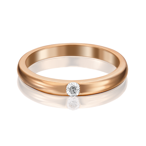 Кольцо из красного золота  с бриллиантом