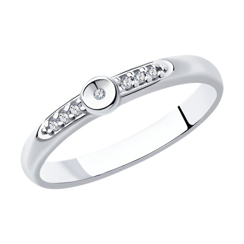 Кольцо из серебра с родированием с бриллиантом и фианитами