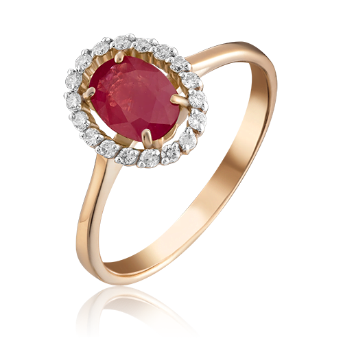 Кольцо из красного золота  с бриллианты и рубины