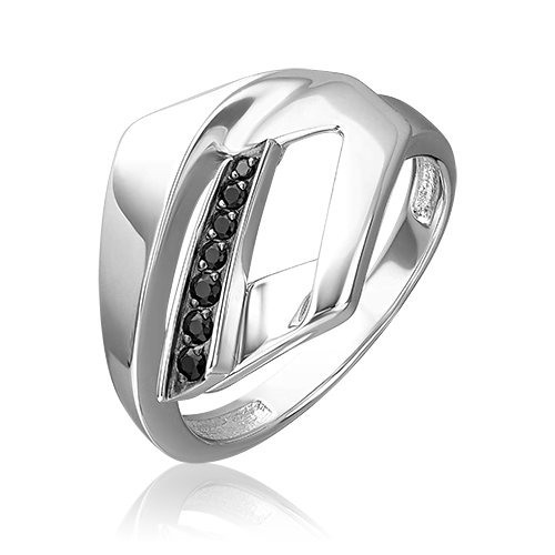 Кольцо из - серебра  с черные фианиты
