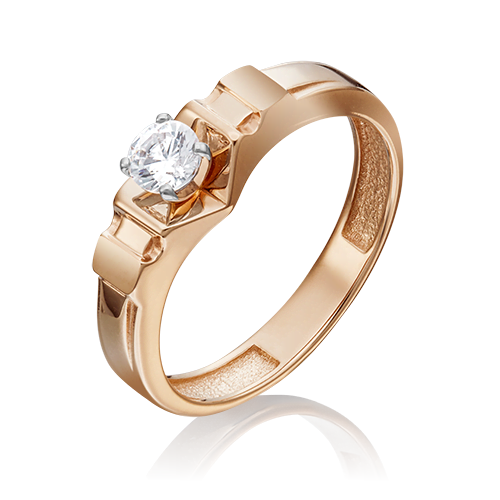 Кольцо из красного+белого золота  с б/ц swarovski gems