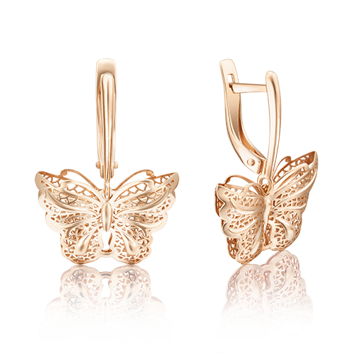 Золотые серьги в виде бабочек