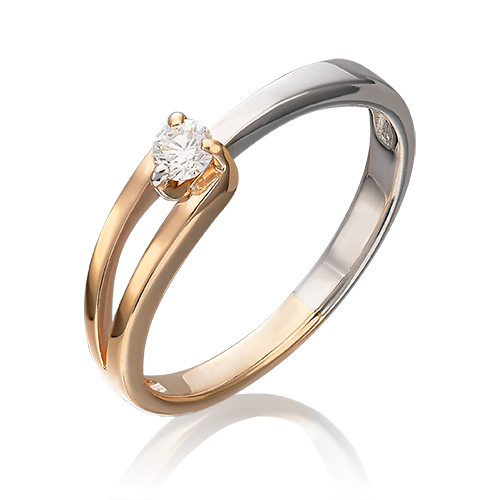 Кольцо из красного и белого золота  с бриллиантом