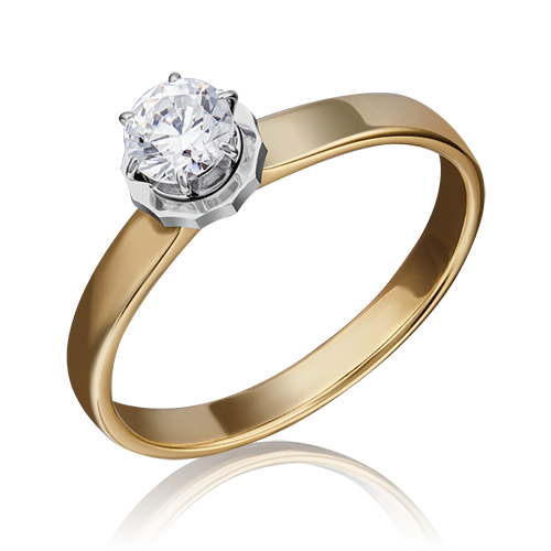 Кольцо из белого+лимонного золота  с б/ц swarovski gems