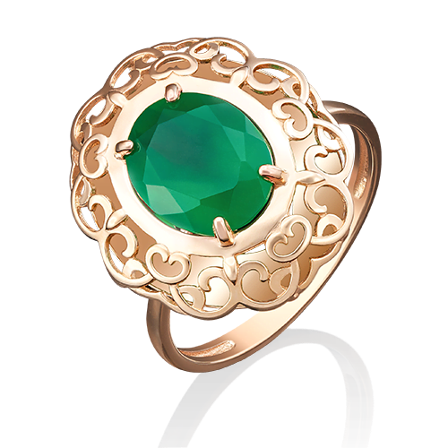 Кольцо из золота с зеленым агатом
