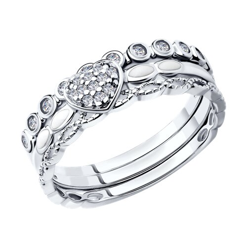 Серебряное наборное кольцо с фианитами