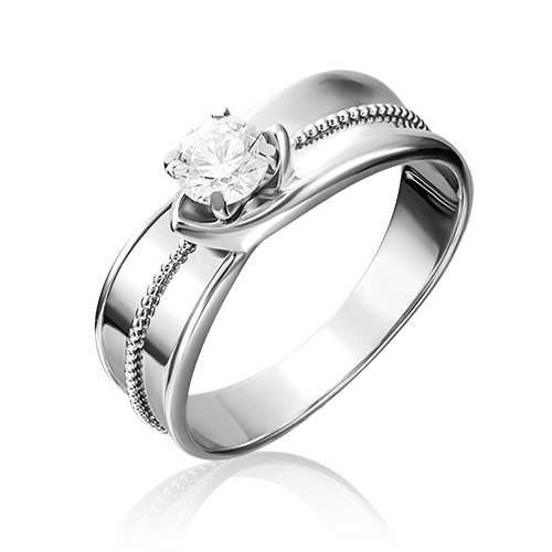 Кольцо из белого золота  с б/ц swarovski gems