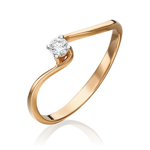 Кольцо из красного золота  с бриллиантом