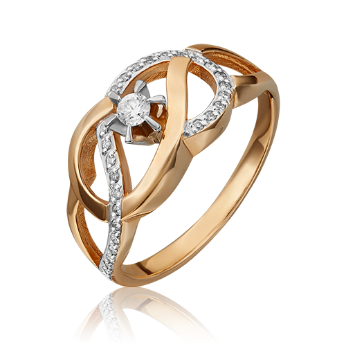Кольцо из красного и белого золота  с бриллиантом