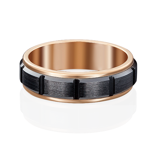 Помолвочное кольцо  из золота с черной керамической вставкой