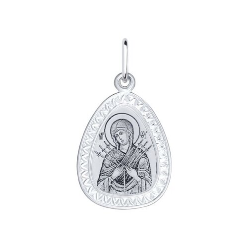 Иконка  Божьей Матери, Семистрельная из серебра с лазерной обработкой