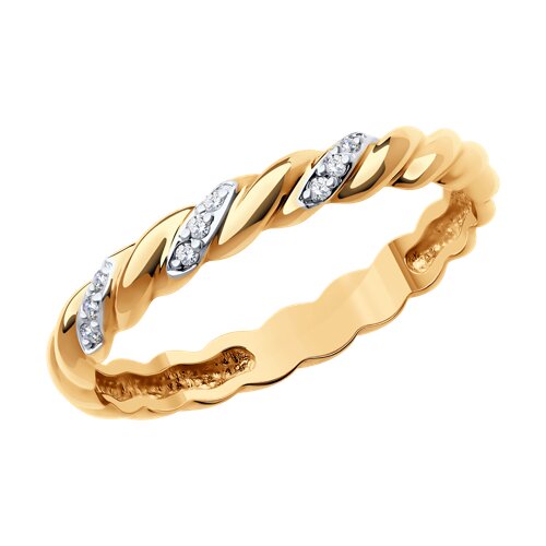 Кольцо обручальное  из золота с бриллиантами