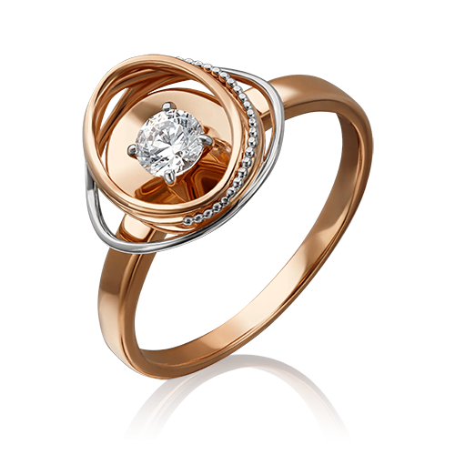Кольцо из красного золота  с б/ц swarovski gems