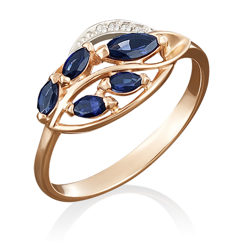 Кольцо из  золота  с бриллиантами и сапфирами