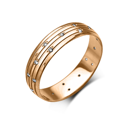Кольцо из красного золота  с бриллиантами