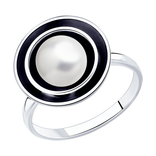 Кольцо из чернёного серебра с жемчугом
