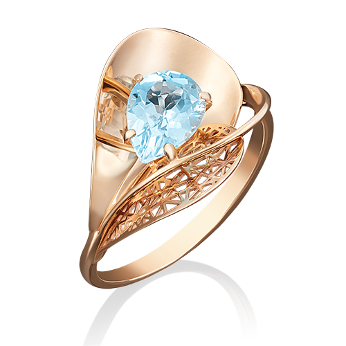 Кольцо из золота с голубым топазом
