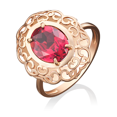 Кольцо  из золота с корундом рубинового цвета