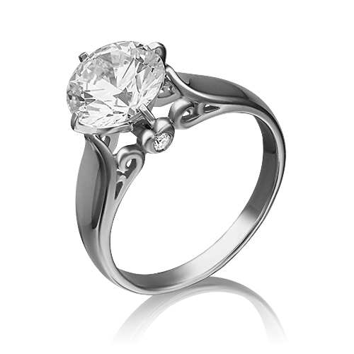 Помолвочное кольцо из белого золота со Swarovski Zirconia