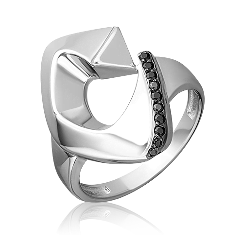 Кольцо из - серебра  с черные фианиты