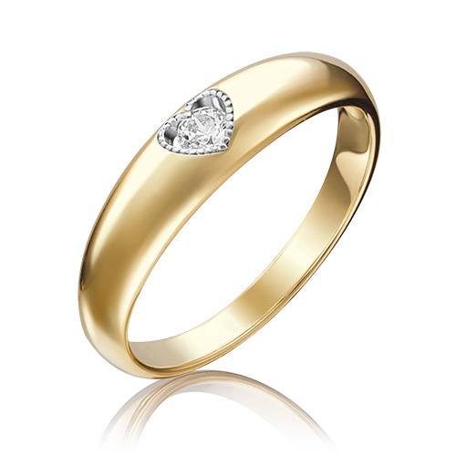 Кольцо из лимонного золота  с бриллиантом
