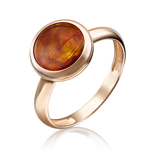Кольцо из красного золота  с янтарем